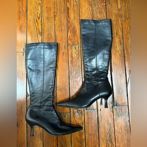 PAZZO Black Leather Knee-High Boots Size 10